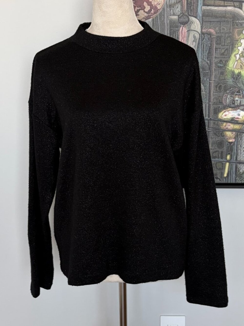 Calvin Klein Black with Metallic Sparkle Sweater L